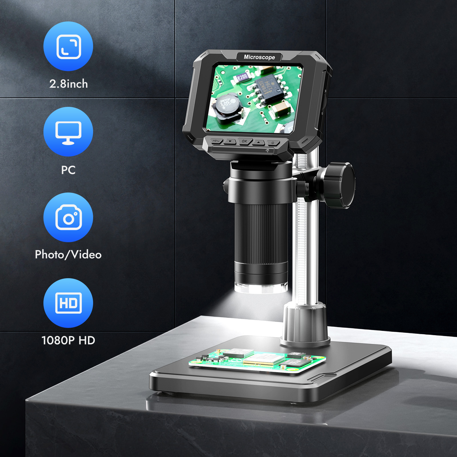 Power Tools For Windows - 2.8 inç Dijital Para Mikroskobu 1000X