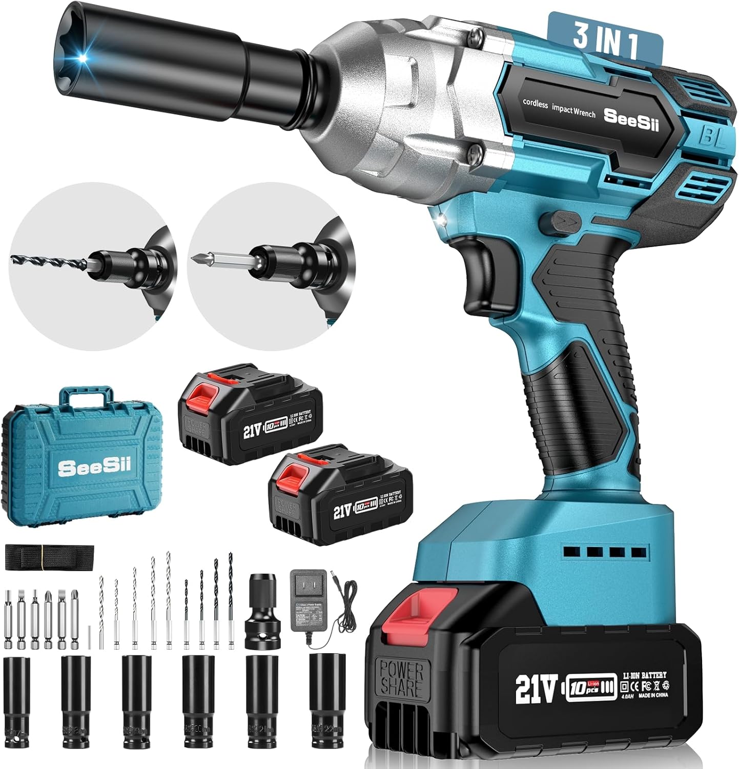 Power Tools Impact Wrench - Seesii Kablosuz Darbeli Anahtar Fırçasız WH700